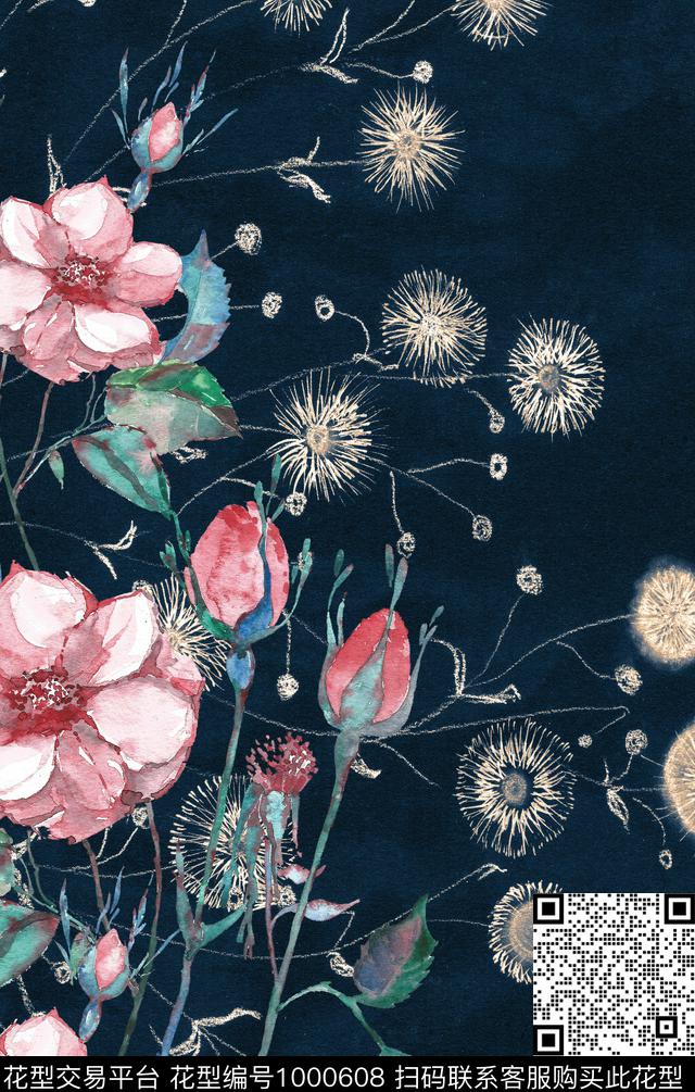 数码华亿平台花卉定位花数码印花华亿平台下载（图片编号: 1000608） - 瓦栏（Walan）