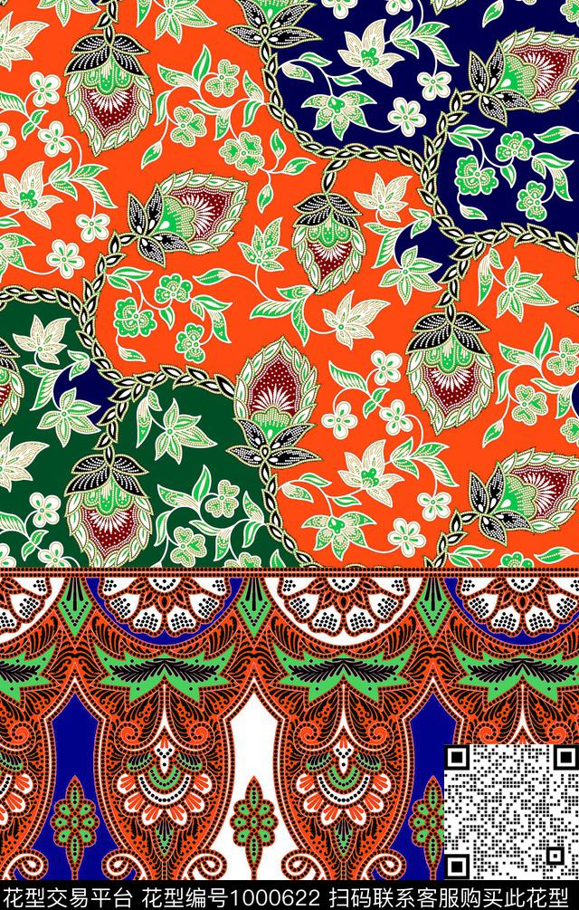 数码华亿平台波西米亚定位花数码印花华亿平台下载（图片编号: 1000622） - 瓦栏（Walan）