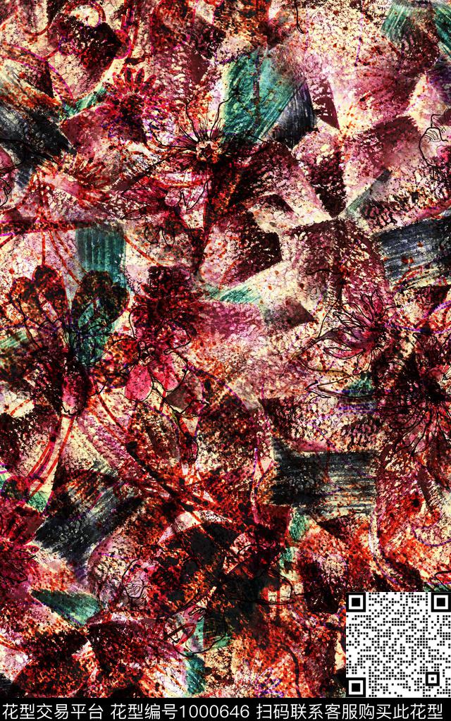 民族风复古大牌风数码印花华亿平台下载（图片编号: 1000646） - 瓦栏（Walan）