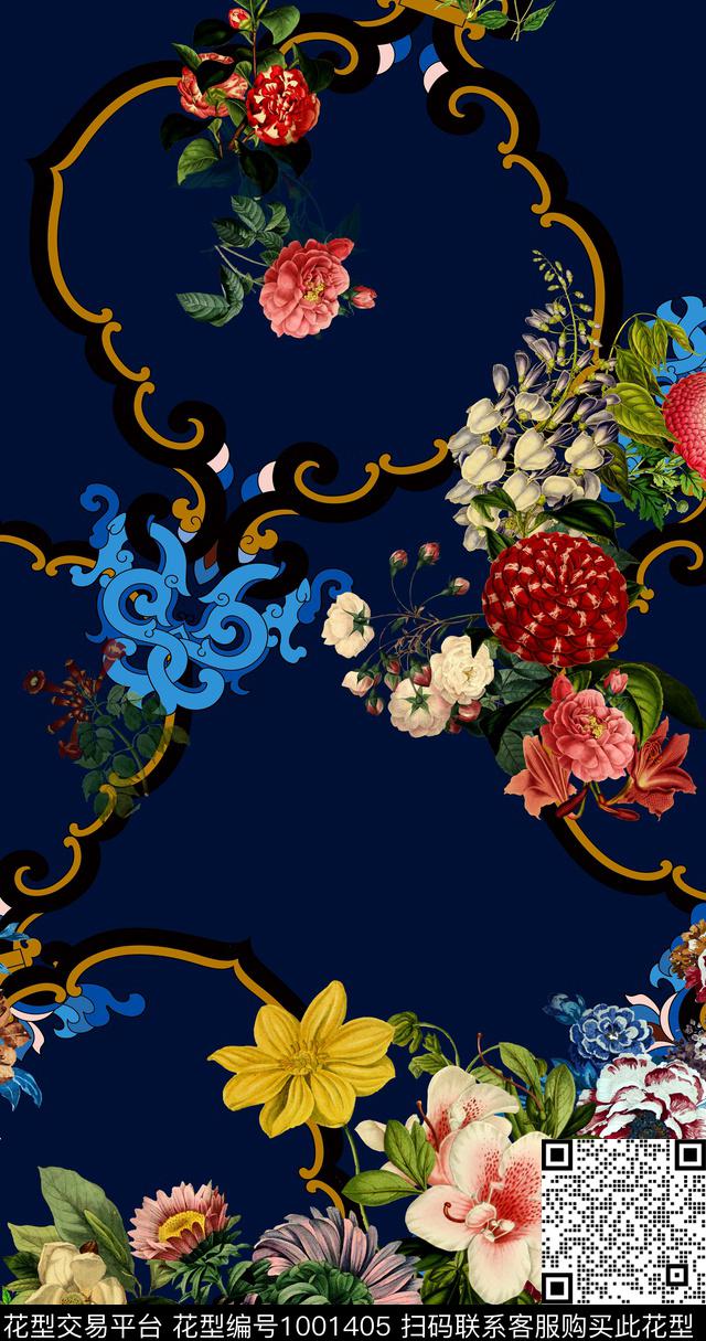 花卉定位花女装定位花数码印花华亿平台下载（图片编号: 1001405） - 瓦栏（Walan）