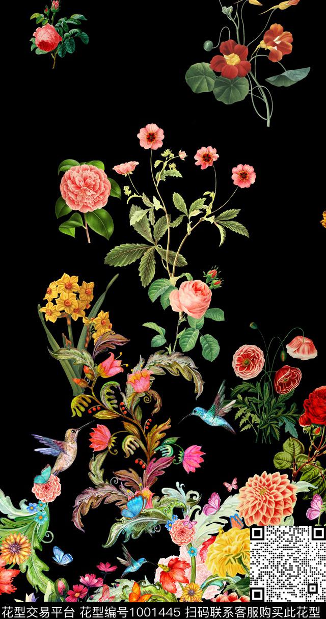 花卉热带华亿平台定位花数码印花华亿平台下载（图片编号: 1001445） - 瓦栏（Walan）