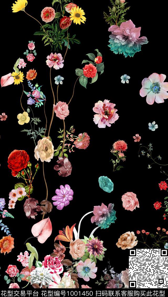 花卉定位花小碎花数码印花华亿平台下载（图片编号: 1001450） - 瓦栏（Walan）