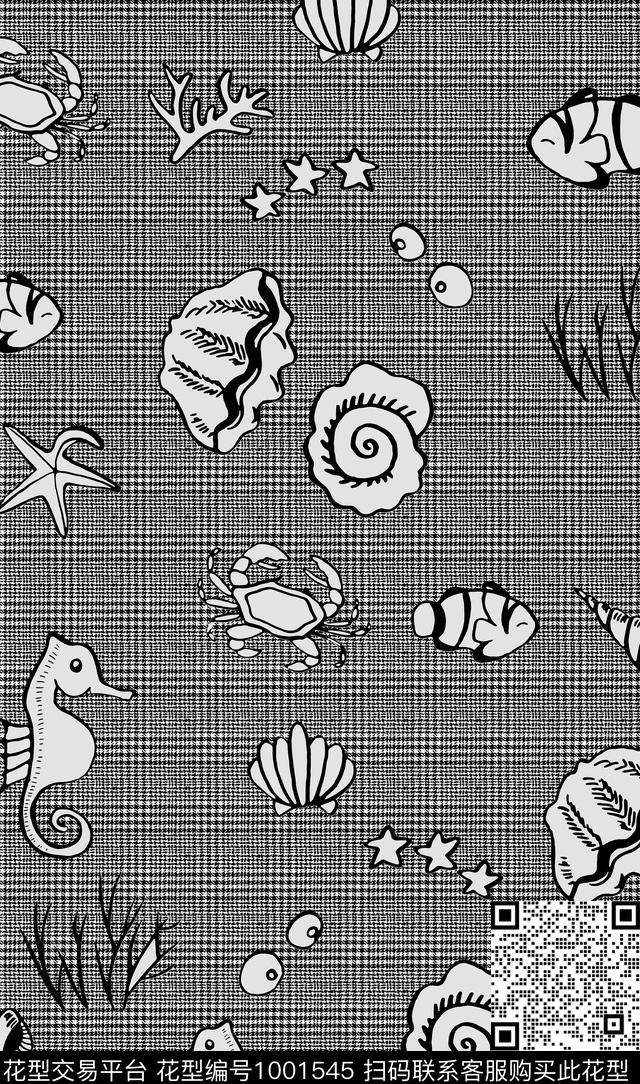 格子珊瑚贝壳数码印花华亿平台下载（图片编号: 1001545） - 瓦栏（Walan）