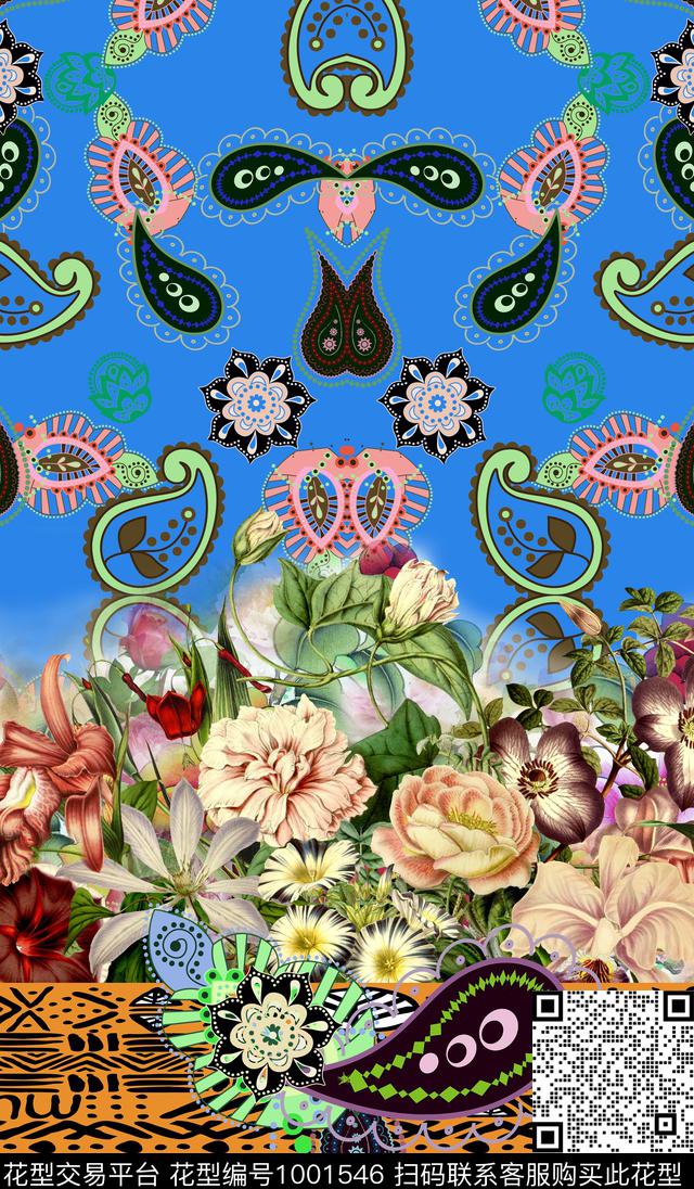 民族风定位花女装定位花数码印花华亿平台下载（图片编号: 1001546） - 瓦栏（Walan）