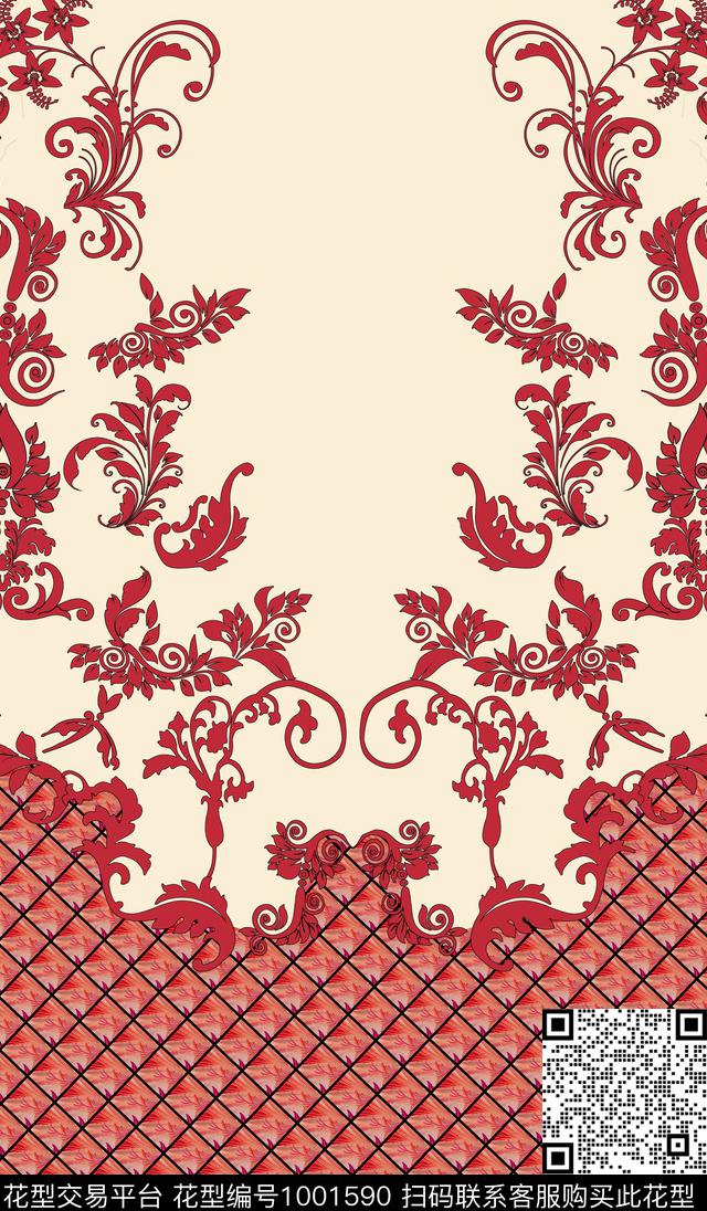 数码华亿平台手绘花卉花卉数码印花华亿平台下载（图片编号: 1001590） - 瓦栏（Walan）