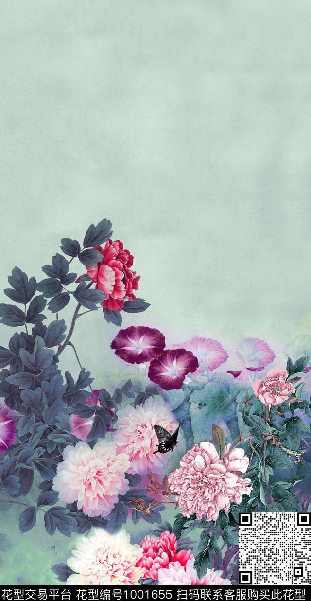 数码华亿平台花卉定位花数码印花华亿平台下载（图片编号: 1001655） - 瓦栏（Walan）