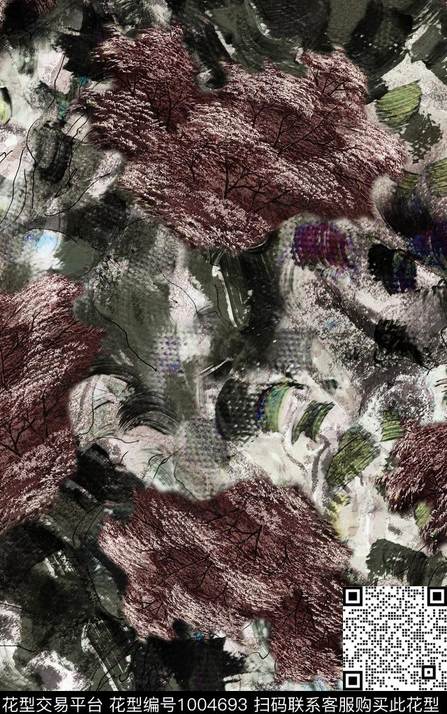 民族风抽象复古数码印花华亿平台下载（图片编号: 1004693） - 瓦栏（Walan）