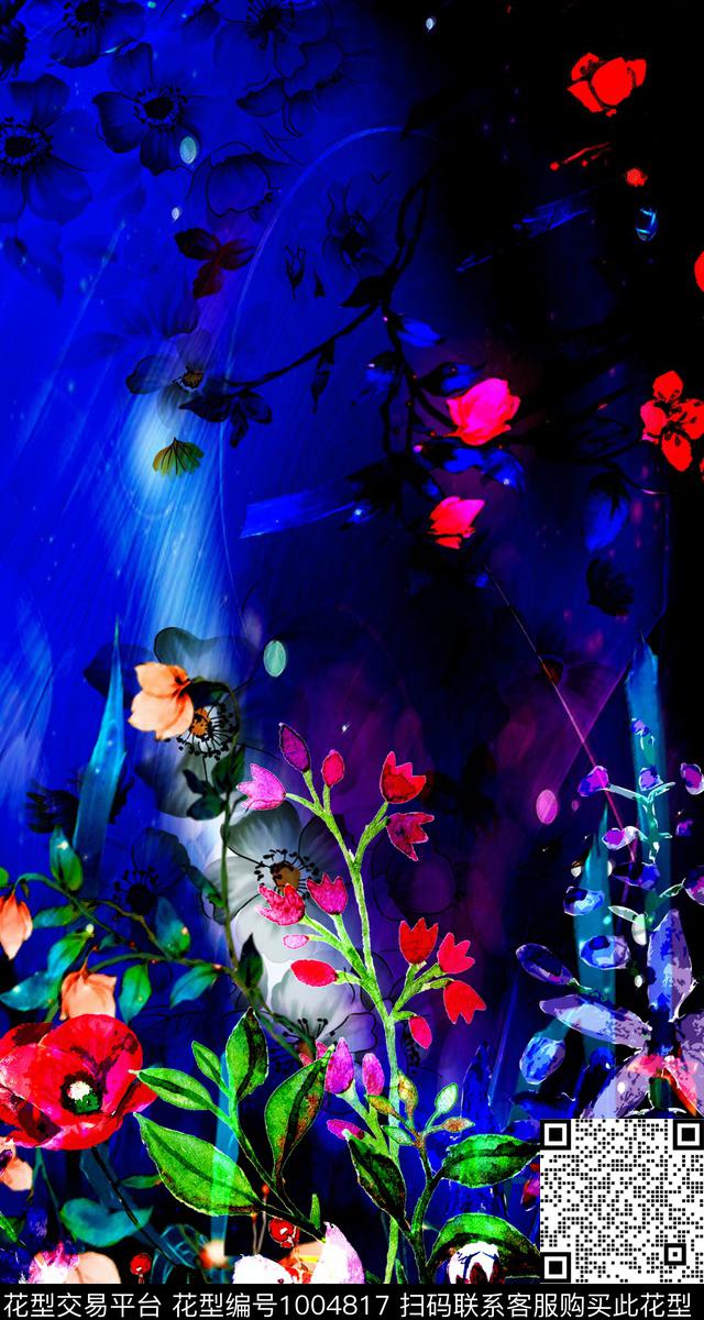 数码华亿平台大花花卉数码印花华亿平台下载（图片编号: 1004817） - 瓦栏（Walan）