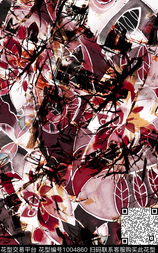 民族风抽象几何数码印花华亿平台下载（图片编号: 1004860） - 瓦栏（Walan）