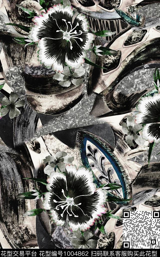 民族风抽象几何数码印花华亿平台下载（图片编号: 1004862） - 瓦栏（Walan）