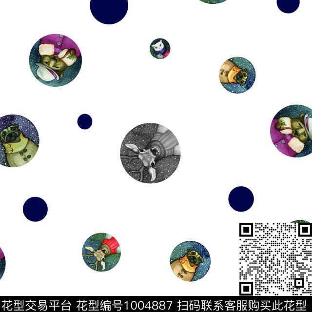 鹿猫抽象数码印花华亿平台下载（图片编号: 1004887） - 瓦栏（Walan）