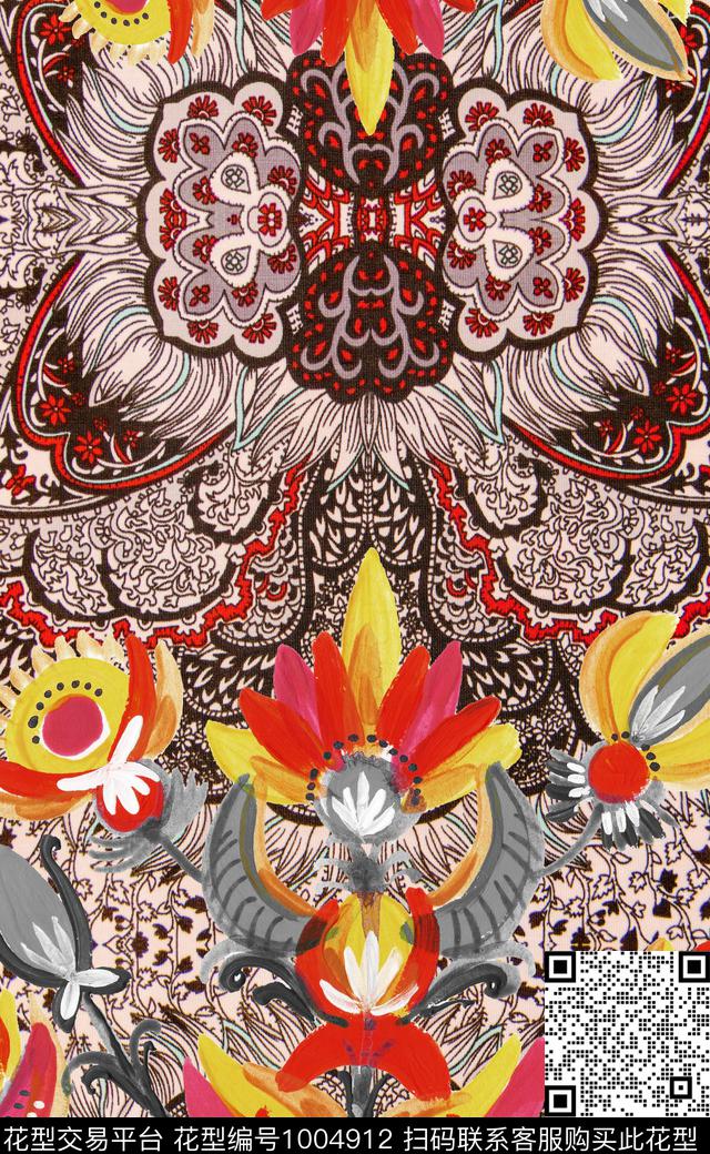 数码华亿平台民族风波西米亚数码印花华亿平台下载（图片编号: 1004912） - 瓦栏（Walan）