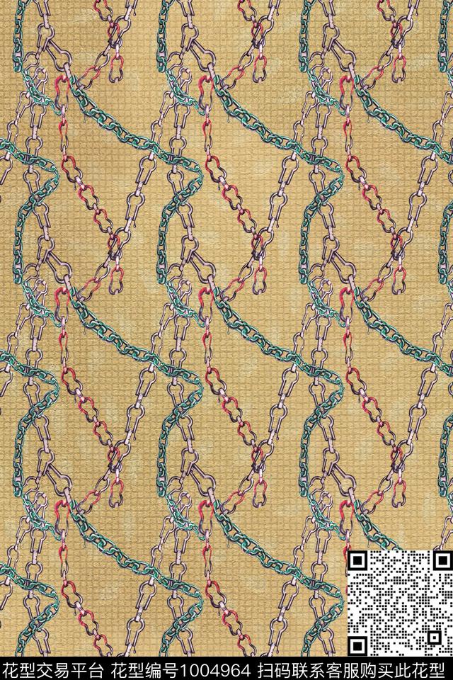 趣味链条肌理数码印花华亿平台下载（图片编号: 1004964） - 瓦栏（Walan）