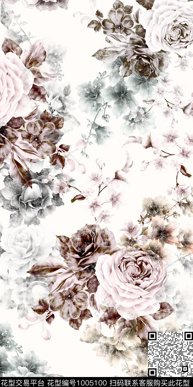 花卉女装3D立体数码印花华亿平台下载（图片编号: 1005100） - 瓦栏（Walan）