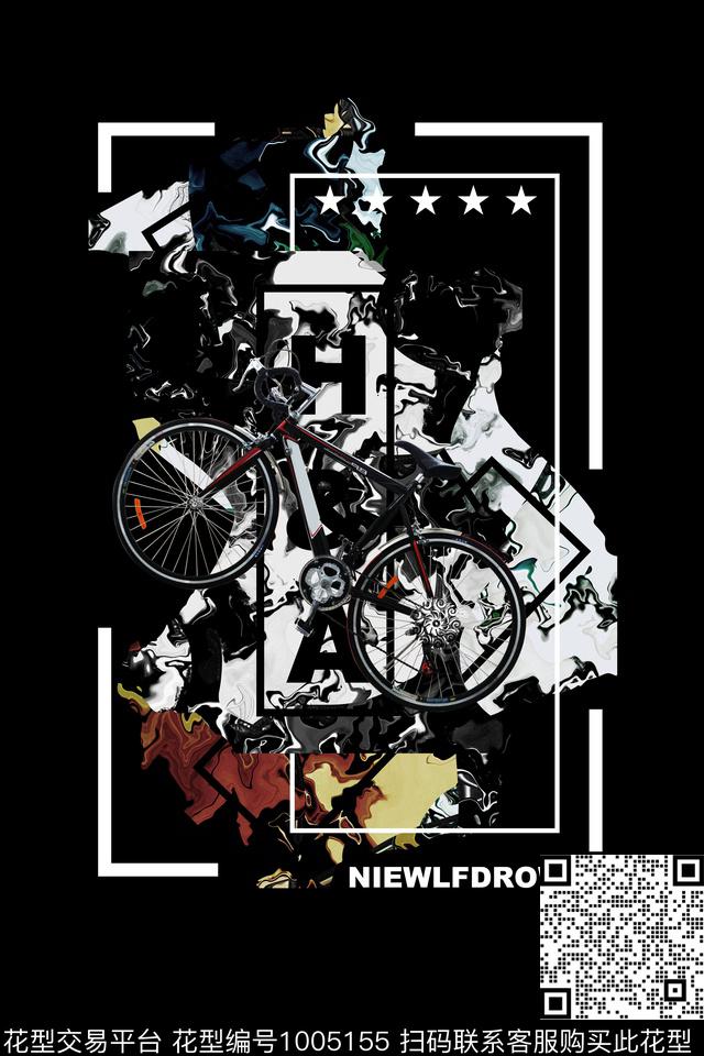 肌理几何自行车数码印花华亿平台下载（图片编号: 1005155） - 瓦栏（Walan）