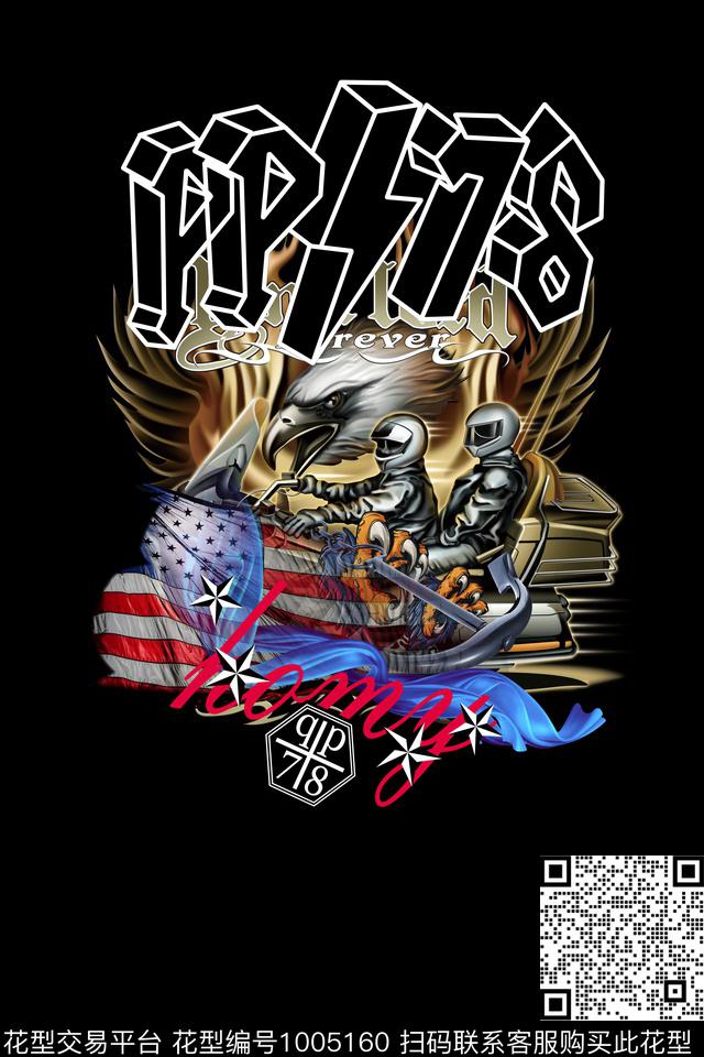 老鹰摩托车欧美数码印花华亿平台下载（图片编号: 1005160） - 瓦栏（Walan）