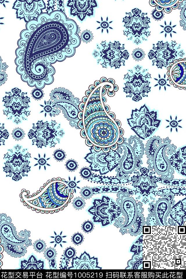 佩斯利几何花纹数码印花华亿平台下载（图片编号: 1005219） - 瓦栏（Walan）