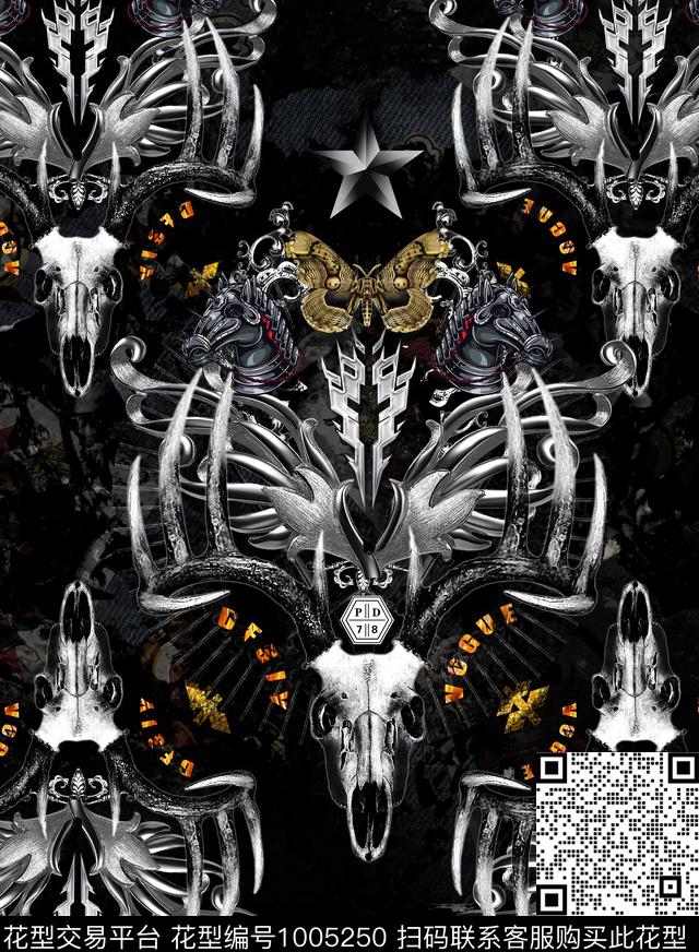 牛男装蝴蝶数码印花华亿平台下载（图片编号: 1005250） - 瓦栏（Walan）