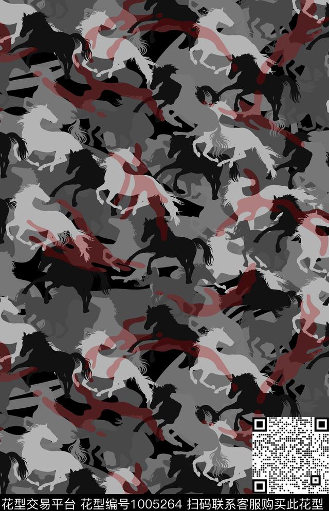 马黑白迷彩Fei-男装数码印花华亿平台下载（图片编号: 1005264） - 瓦栏（Walan）
