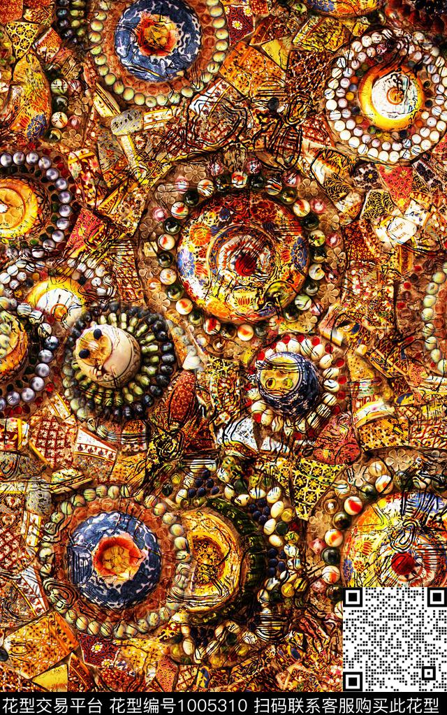 民族风抽象几何数码印花华亿平台下载（图片编号: 1005310） - 瓦栏（Walan）