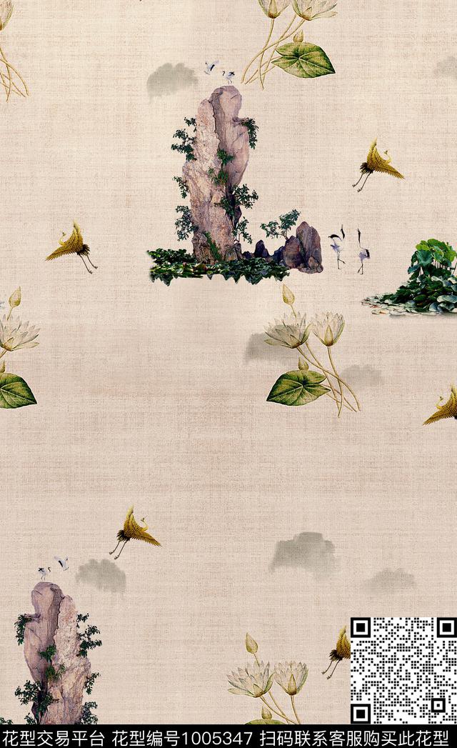 女装中国风欧根纱数码印花华亿平台下载（图片编号: 1005347） - 瓦栏（Walan）