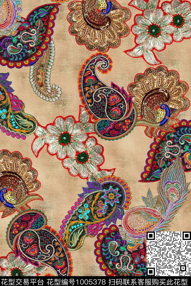 民族风佩斯利GUCCI数码印花华亿平台下载（图片编号: 1005378） - 瓦栏（Walan）