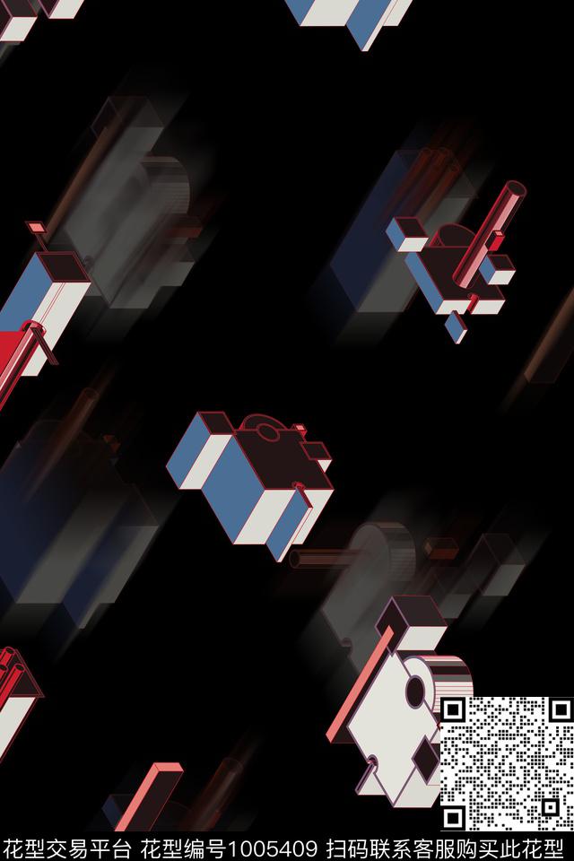 几何男装机械造型数码印花华亿平台下载（图片编号: 1005409） - 瓦栏（Walan）