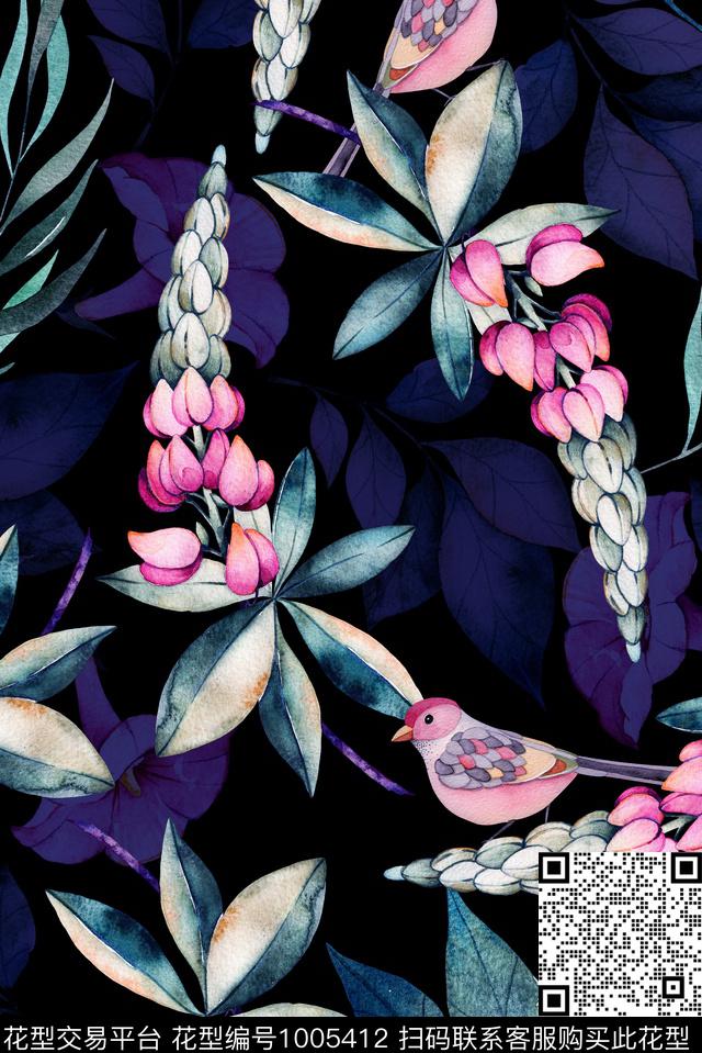 春夏华亿平台植物花卉数码印花华亿平台下载（图片编号: 1005412） - 瓦栏（Walan）