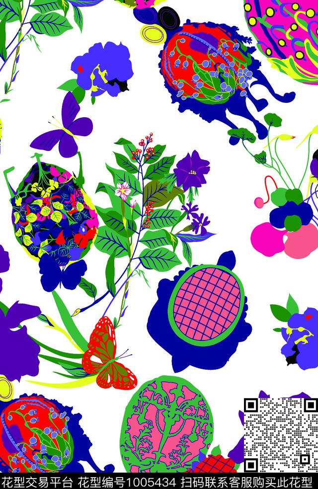 女装珠宝宝石花卉蝴蝶传统印花华亿平台下载（图片编号: 1005434） - 瓦栏（Walan）