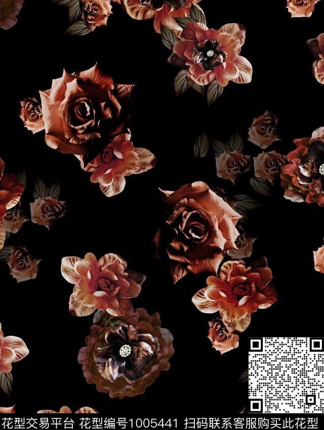 抽象男装花卉数码印花华亿平台下载（图片编号: 1005441） - 瓦栏（Walan）