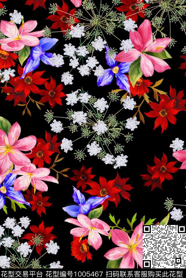 花卉女装绿植树叶传统印花华亿平台下载（图片编号: 1005467） - 瓦栏（Walan）