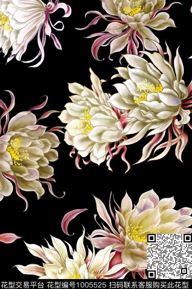 手绘花卉花卉女装传统印花华亿平台下载（图片编号: 1005525） - 瓦栏（Walan）