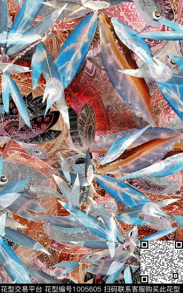 数码华亿平台线条笔触数码印花华亿平台下载（图片编号: 1005605） - 瓦栏（Walan）