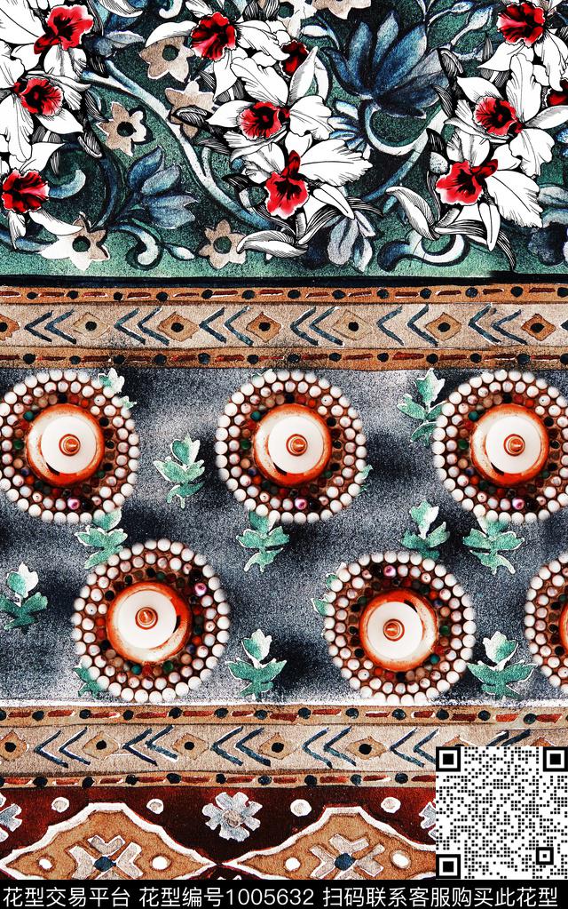 民族风抽象几何数码印花华亿平台下载（图片编号: 1005632） - 瓦栏（Walan）