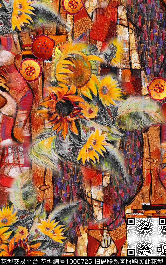 数码华亿平台民族风油画华亿平台数码印花华亿平台下载（图片编号: 1005725） - 瓦栏（Walan）