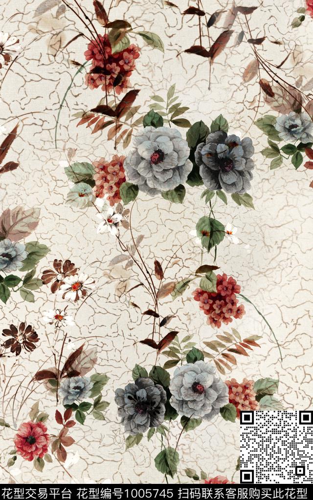 小碎花花卉水彩花卉数码印花华亿平台下载（图片编号: 1005745） - 瓦栏（Walan）