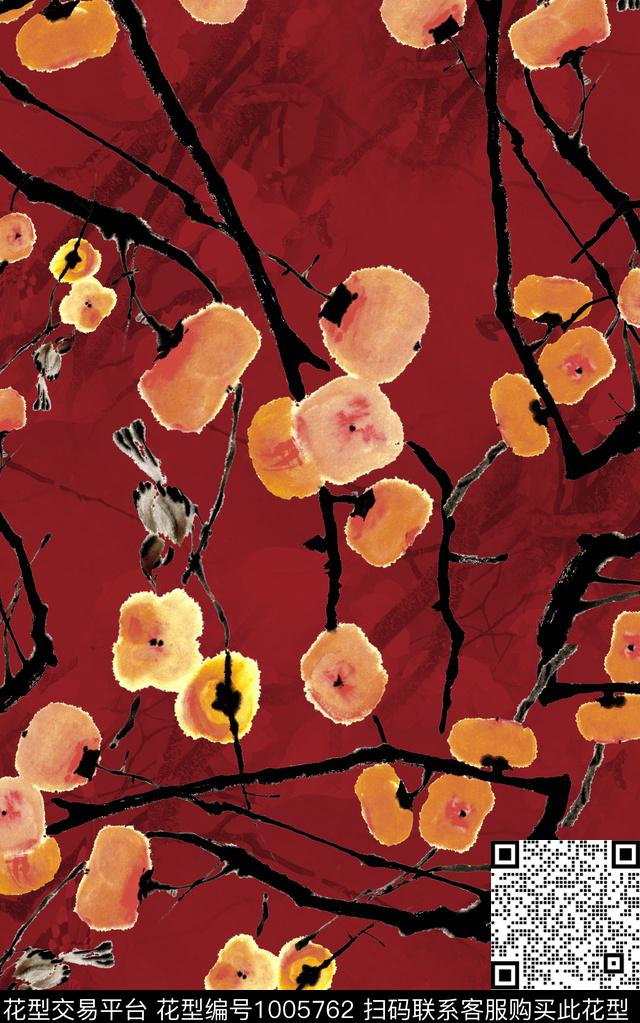 民族风中国风水墨风数码印花华亿平台下载（图片编号: 1005762） - 瓦栏（Walan）