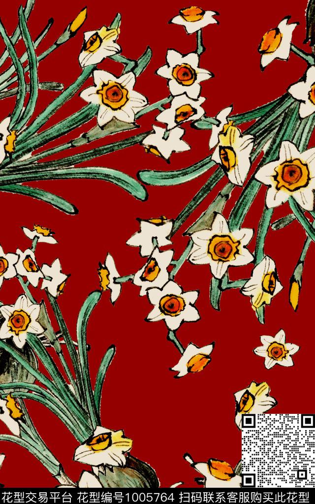 民族风中国风水墨风数码印花华亿平台下载（图片编号: 1005764） - 瓦栏（Walan）