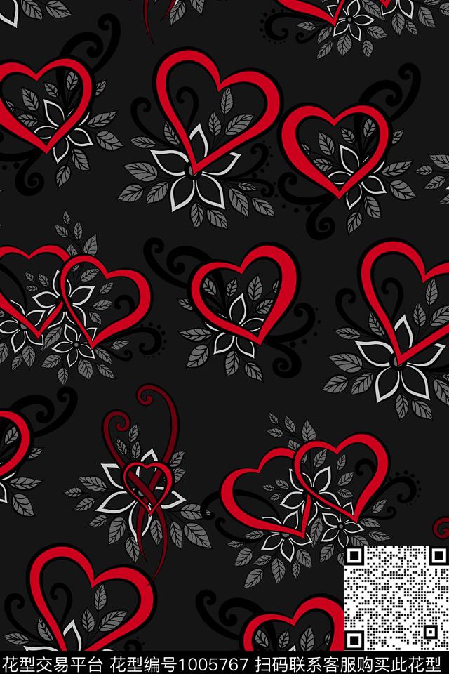 爱心男装花卉传统印花华亿平台下载（图片编号: 1005767） - 瓦栏（Walan）