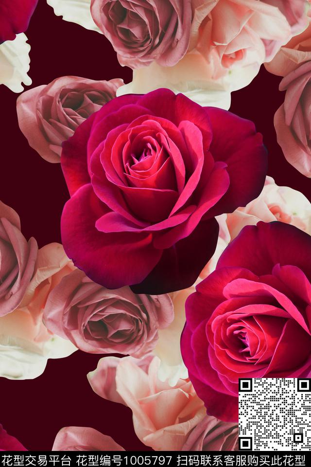 数码华亿平台玫瑰花女装数码印花华亿平台下载（图片编号: 1005797） - 瓦栏（Walan）