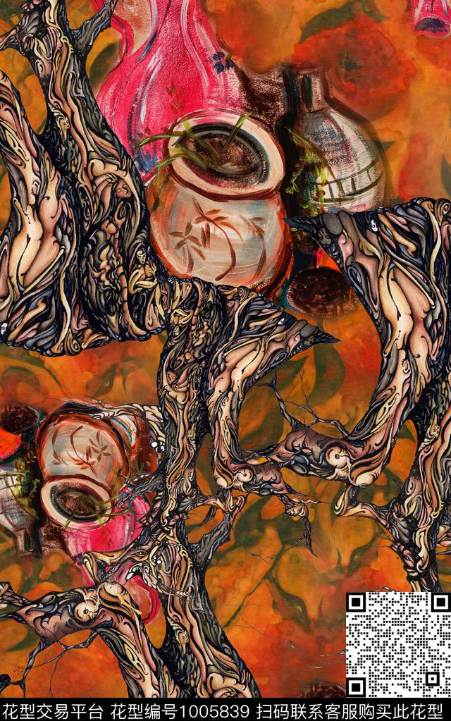 民族风线条笔触数码印花华亿平台下载（图片编号: 1005839） - 瓦栏（Walan）