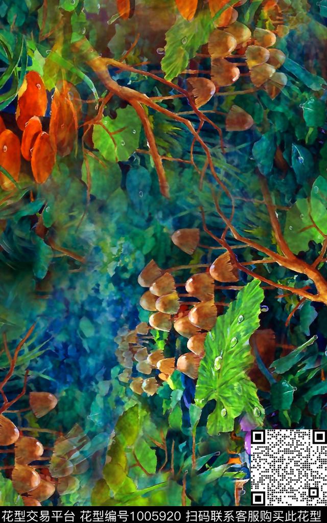 数码华亿平台抽象花卉数码印花华亿平台下载（图片编号: 1005920） - 瓦栏（Walan）