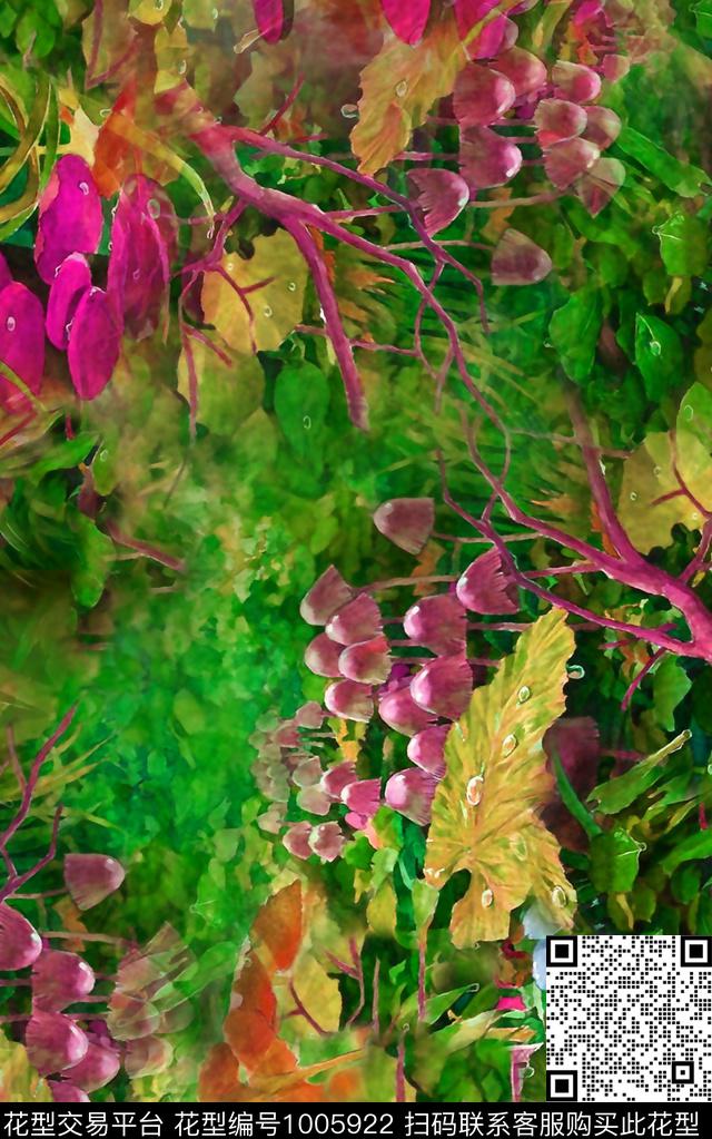 数码华亿平台抽象花卉数码印花华亿平台下载（图片编号: 1005922） - 瓦栏（Walan）