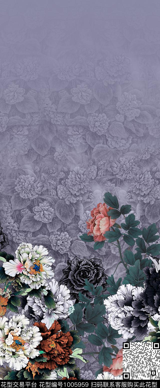 数码华亿平台花卉定位花数码印花华亿平台下载（图片编号: 1005959） - 瓦栏（Walan）