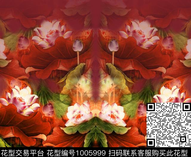 数码华亿平台手绘花卉香云纱数码印花华亿平台下载（图片编号: 1005999） - 瓦栏（Walan）