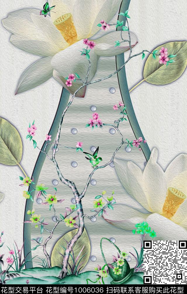 数码华亿平台花卉定位花数码印花华亿平台下载（图片编号: 1006036） - 瓦栏（Walan）