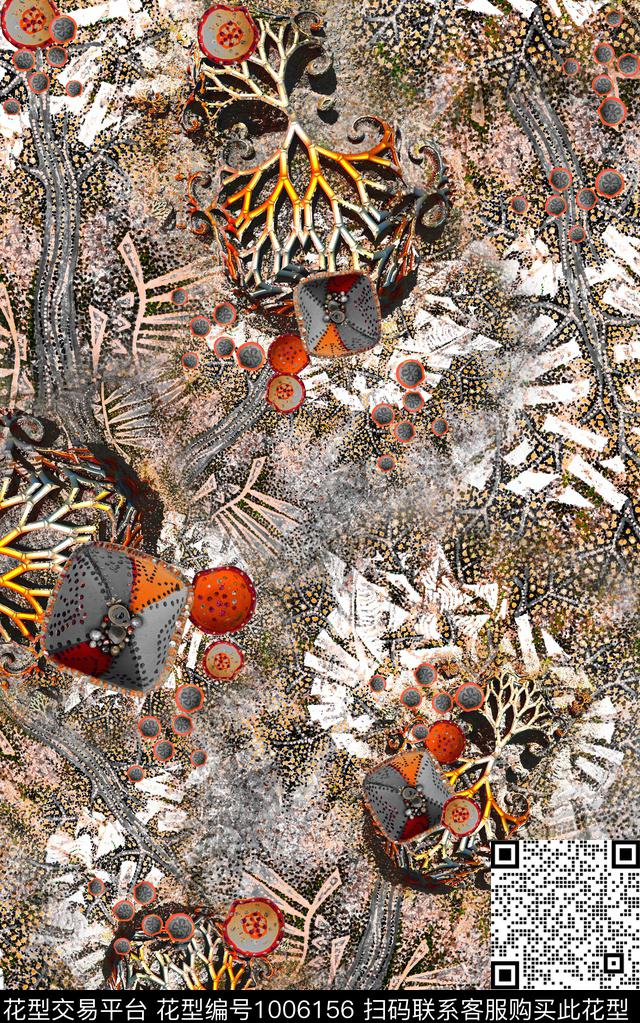 肌理抽象笔触数码印花华亿平台下载（图片编号: 1006156） - 瓦栏（Walan）