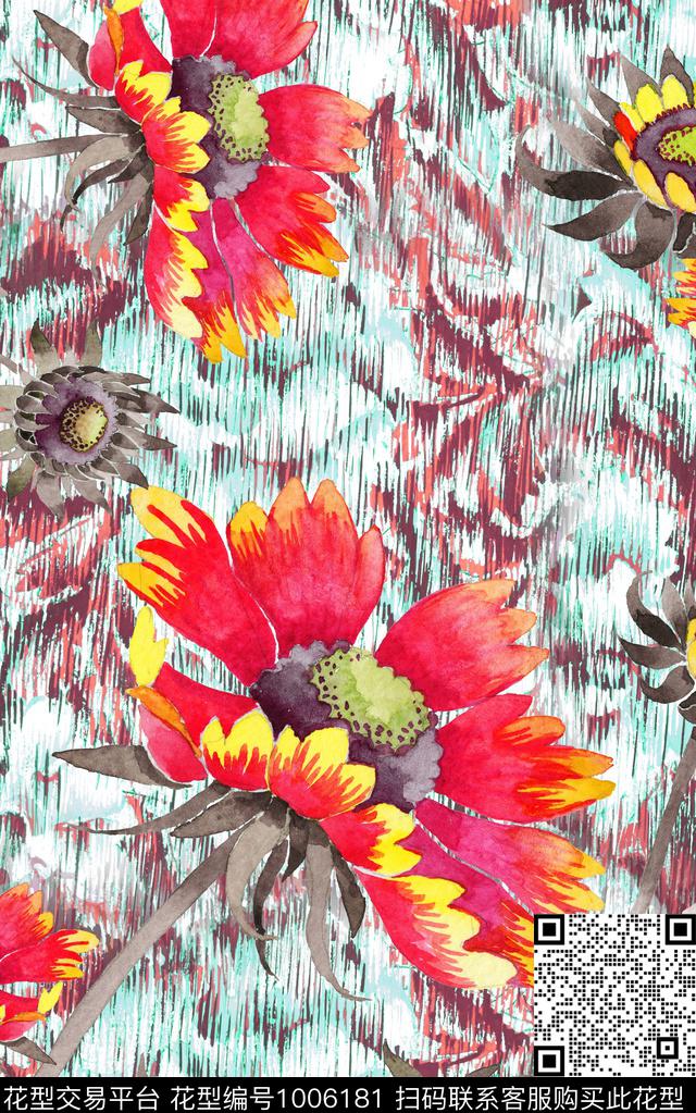数码华亿平台民族风大花数码印花华亿平台下载（图片编号: 1006181） - 瓦栏（Walan）