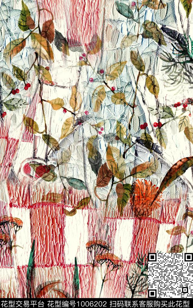 花卉笔触肌理底数码印花华亿平台下载（图片编号: 1006202） - 瓦栏（Walan）
