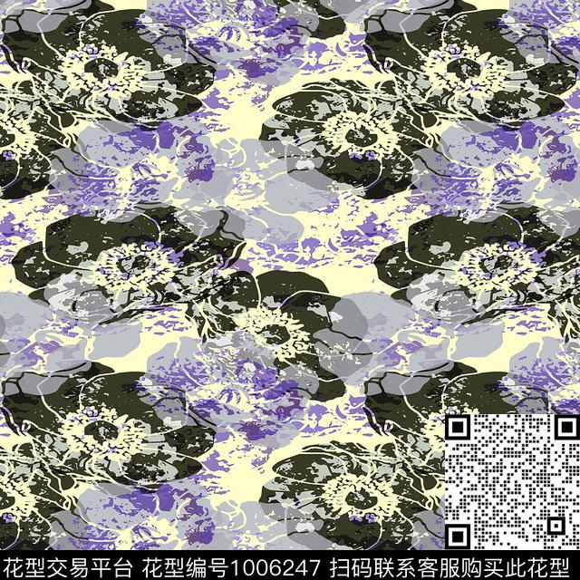 水彩花卉花卉女装数码印花华亿平台下载（图片编号: 1006247） - 瓦栏（Walan）